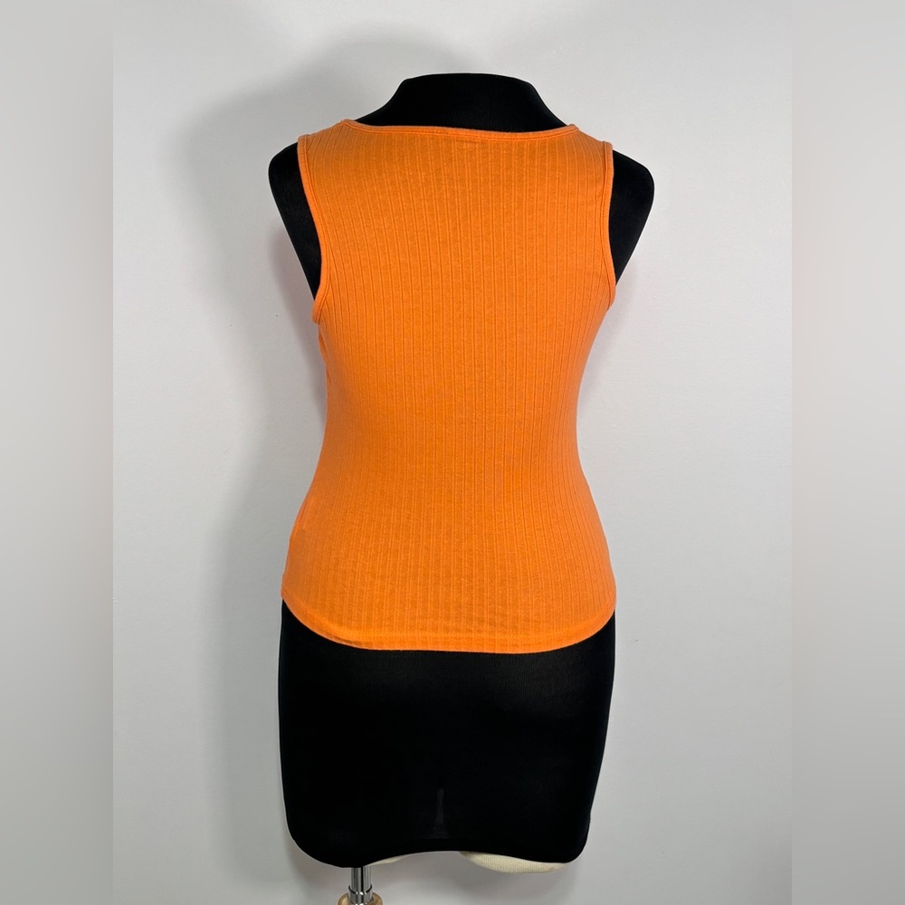 SHEIN Ribbed Round Neck Tank Top Color Orange Small - Picture 2 of 5